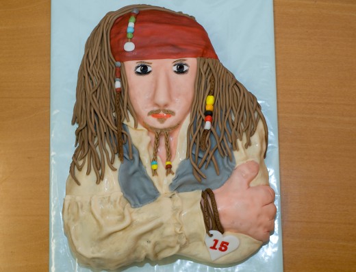 obrázek dortu - dort Jack Sparrow - pirát z Karibiku  (Johnny Depp)